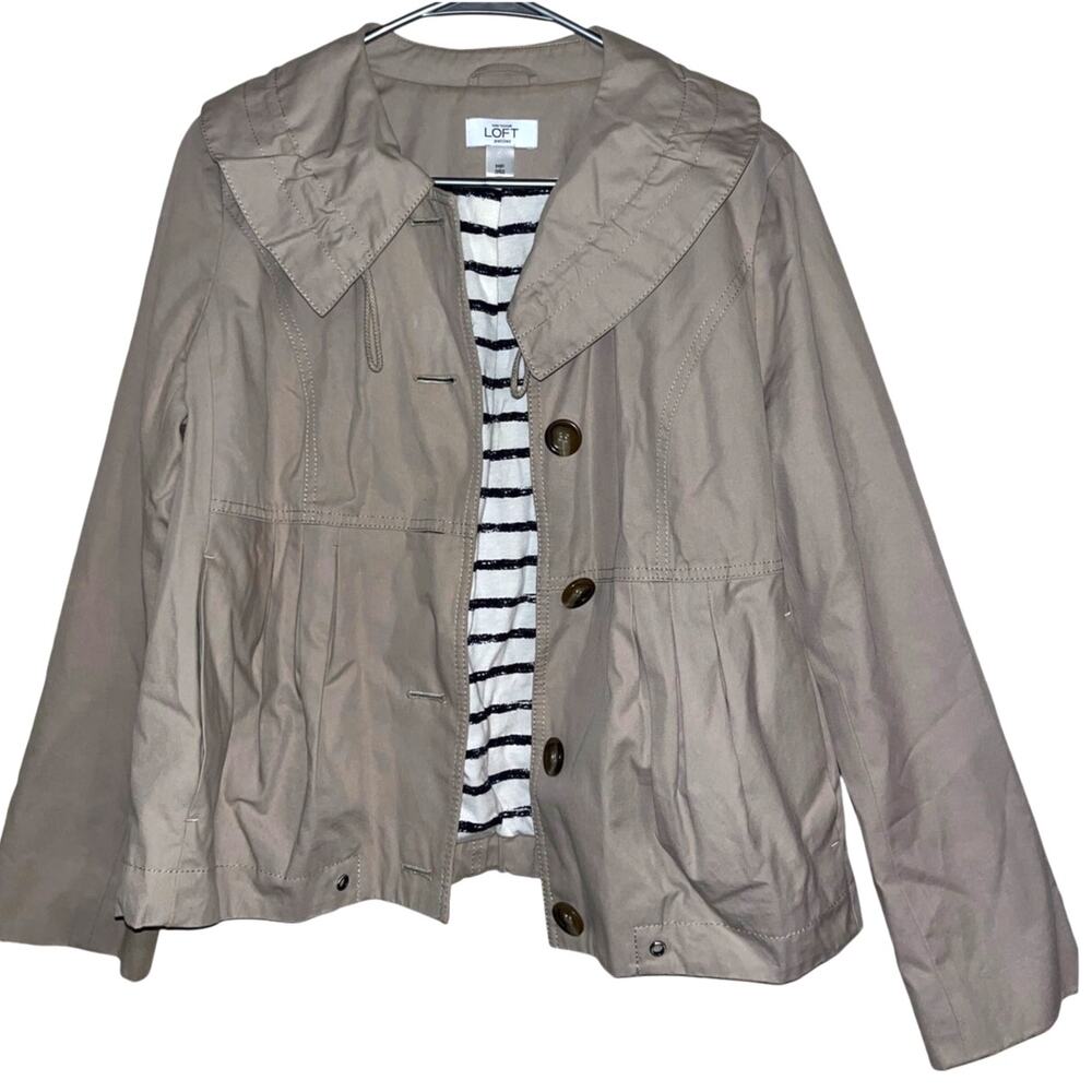 LOFT Tan Jacket with Statement Collar